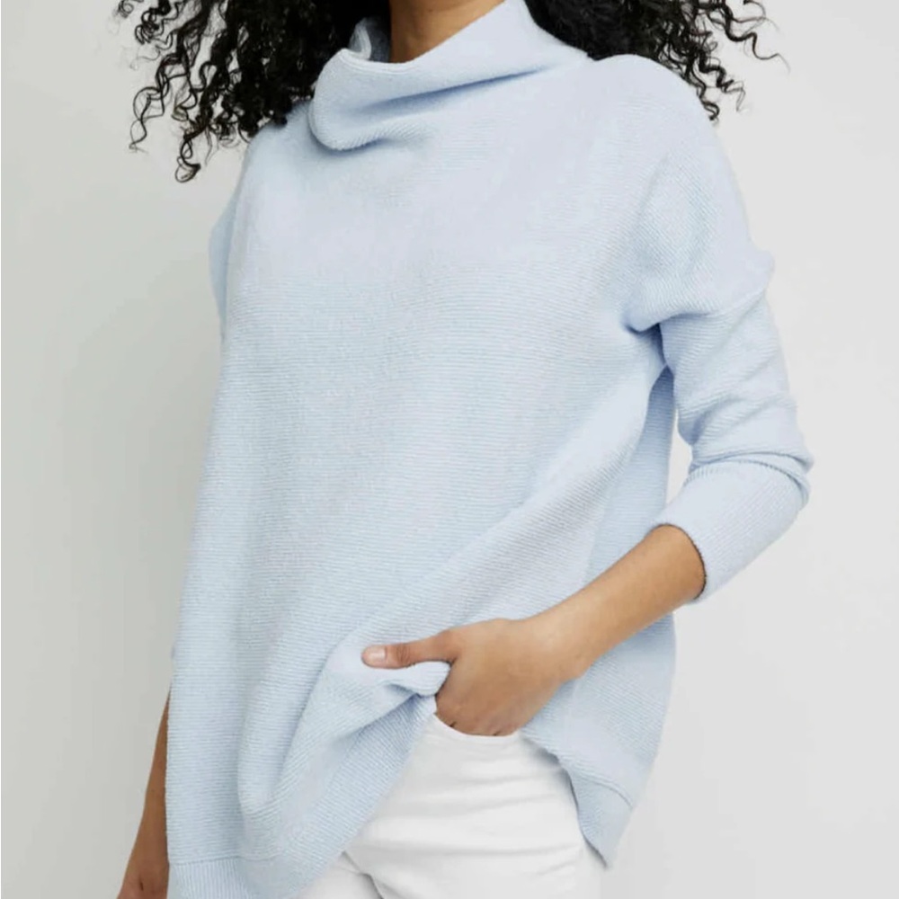 Free People Light Blue ottoman slouchy ribbed Sweater